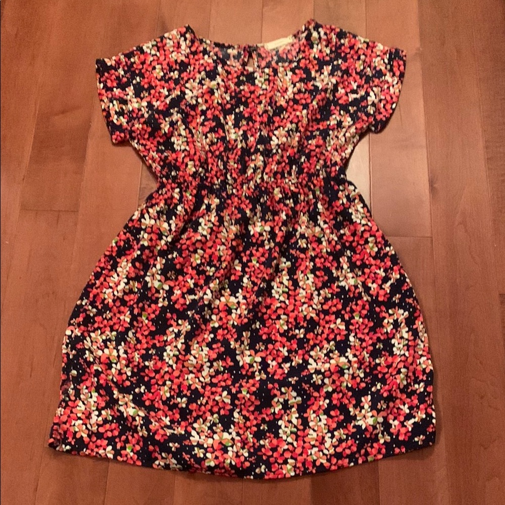 Soprano Pink and Orange Casual Sundress with Cap Sleeves